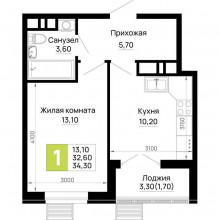 Продажа квартиры в новостройке, п городского типа Яблоновский, Тургеневское ш. ул, 1, республика Адыгея