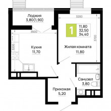 Продажа квартиры в новостройке, п городского типа Яблоновский, Тургеневское ш. ул, 1, республика Адыгея