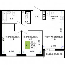 Продажа квартиры в новостройке, Краснодар, им. лётчика Позднякова ул., Д.2ТРА, Краснодарский край